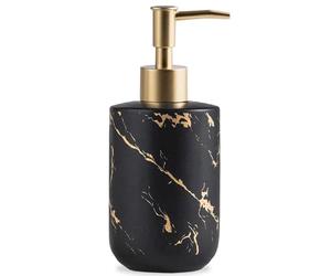 Dispenser di sapone nero e oro, 300 ml, lussuoso flacone di sapone per le mani con pompa in plastica oro, dispenser di sapone liquido in ceramica per bagno, cucina, sapone per piatti, lozioni, sapone
