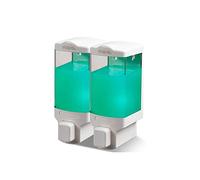 Dispenser di sapone non perforato Dispenser manuale a parete per hotel bagno di casa cucina dispenser di sapone può essere ricaricato (480 ml 16,9 once) Dispenser di sapone portatile (Wit, doppia