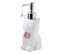 Dispenser di sapone per bagno Graziosa bottiglia da bagno in ceramica a forma di gatto con pompa ricaricabile per Arredamento estetico per cucina(White Cat)