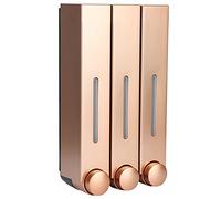 Dispenser di Sapone per Doccia 3 Camere Senza Trapano, Dispenser per Shampoo E Balsamo Dispenser per Bagnoschiuma per Doccia Dispenser di Sapone per Doccia 3 in 1 per Bagno Bottiglie(Oro Rosa)