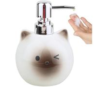 Dispenser di sapone per gatti in ceramica, flacone erogatore di lozione doccia da 480 ml con pompa in metallo, adatto per bagno, cucina o arredamento per la casa (bianco)