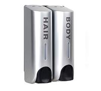 Dispenser di Sapone per Gel Doccia, Shampoo, Balsamo, Montaggio a Parete, Doppio Argento