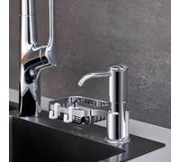 Dispenser di sapone per lavelli da cucina, 90 cm, con supporto per spugna integrato e struttura in ABS (nero)