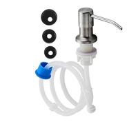 Dispenser di sapone per lavello da cucina Dispenser per lozione in acciaio inossidabile con tubo in silicone da 120 cm e tappi di bottiglia compatibili da 3 pezzi per cucina domestica Bagno -Sliver