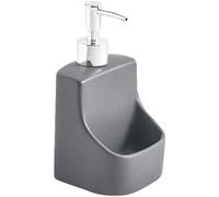 Dispenser di sapone per le mani, Dispenser di sapone in ceramica multifunzione creativo con portasapone, organizzatore for lavello della cucina del bagno, 9,5x9,5x18 cm 1 pezzo(Gray)