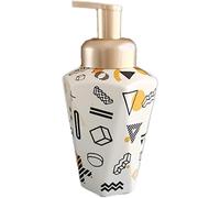 Dispenser di sapone per le mani, Dispenser di sapone schiumogeno in ceramica con pompa dorata, dispenser schiuma a mano da 340 ml/12 once for la cucina del bagno 1 pezzo(White and Yellow)