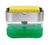 Dispenser di Sapone per Piatti con Porta Spugna, Dispenser Sapone Liquido Manuale per Detersivo Ricaricabile, Distributore Portasapone e Portaspugna per Lavello da Cucina