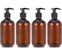 Dispenser di sapone per pompa in plastica da 500 ml, bottiglia vuota con pompa per lozione nera, dispenser per lozione, gel doccia, sapone per le mani, confezione da 4