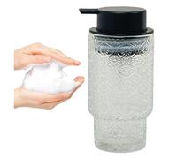 Dispenser Di Sapone, Pompa di lavaggio trasparente da 11 OZ for bagno e cucina, piatto ricaricabile for arredo moderno(Clear With Black Pump)