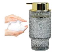 Dispenser Di Sapone, Pompa di lavaggio trasparente da 11 OZ for bagno e cucina, piatto ricaricabile for arredo moderno(Smoke Gray With Gold Pump)