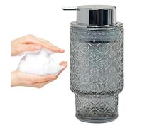 Dispenser Di Sapone, Pompa di lavaggio trasparente da 11 OZ for bagno e cucina, piatto ricaricabile for arredo moderno(Smoke Gray With Silver Pump)