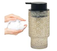 Dispenser Di Sapone, Pompa di lavaggio trasparente da 11 OZ for bagno e cucina, piatto ricaricabile for arredo moderno(Amber With Black Pump)