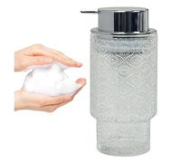 Dispenser Di Sapone, Pompa di lavaggio trasparente da 11 OZ for bagno e cucina, piatto ricaricabile for arredo moderno(Clear With Silver Pump)