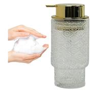 Dispenser Di Sapone, Pompa di lavaggio trasparente da 11 OZ for bagno e cucina, piatto ricaricabile for arredo moderno(Clear With Gold Pump)