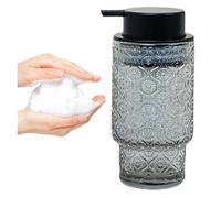 Dispenser Di Sapone, Pompa di lavaggio trasparente da 11 OZ for bagno e cucina, piatto ricaricabile for arredo moderno(Smoke Gray With Black Pump)