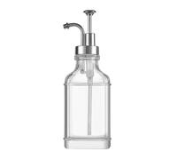 Dispenser di sapone quadrato in vetro, dispenser di lozione, flacone da 500 ml, dispenser di sciroppo, dispenser di sapone for le mani, for cucina, casa e bagno(Silver,1 pack)