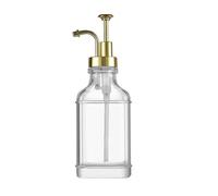 Dispenser di sapone quadrato in vetro, dispenser di lozione, flacone da 500 ml, dispenser di sciroppo, dispenser di sapone for le mani, for cucina, casa e bagno(Gold,1 pack)