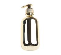 Dispenser di sapone rotondo da 300 ml con pompa per sapone liquido, realizzato in plastica PET, progettato per shampoo, balsamo, lozioni e sapone per le mani in cucina o bagno (oro)