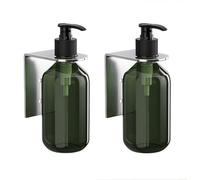 Dispenser di sapone salvaspazio da 300 ml, montaggio a parete per shampoo, balsamo e bagnoschiuma, design a bottiglia verde (2 pezzi)