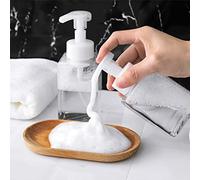 Dispenser di sapone schiumogeno, 450 ml, riutilizzabile, moderno, quadrato, per shampoo, bagnoschiuma, sapone liquido, dispenser di sapone vuoto in plastica PETG per cucina, bagno, ospedale, clinica