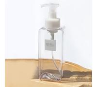 Dispenser di sapone schiumogeno da 650 ml per lavaggio a mano liquido, riutilizzabile, per contenitore PETG con testa in schiuma liscia, per bagno, cucina, doccia, viaggi, trasparente, bianco marrone