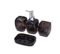 Dispenser di sapone senza contatto a parete, set da bagno con dispenser di sapone, 4 accessori da bagno, portaspazzolino, portasapone, dispenser di lozione, bicchiere per collutorio.(Black)