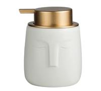Dispenser di sapone unico e moderno, bottiglia in ceramica a forma di viso con pompa antiruggine oro opaco, dispenser decorativo per lozioni per bagno o cucina (bianco)
