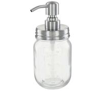 Dispenser di sapone vintage di Mason Jar retrò 473 ml con testa della pompa in acciaio inossidabile (argento spazzolato)