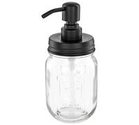 Dispenser di sapone vintage di Mason Jar retrò 473 ml con testa della pompa in acciaio inossidabile (nero)
