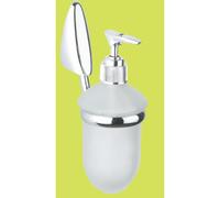 dispenser distributore sapone serie goccia metallo cromato e vetro accessori