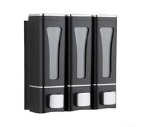 Dispenser doccia ABS 3 pompa 400 ml ciascuno Non-Clog (nero) | Design salvaspazio, contiene shampoo, balsamo, bagnoschiuma, riduce l'ingombro delle bottiglie, facile accesso agli elementi