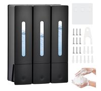 Dispenser Doccia Muro, Dosatore Sapone Bagno a Parete 400ML, Dispenser Shampoo e Bagnoschiuma Adesivo, Senza Foratura per Gel Doccia Cucine Bagni, Nero (3 Camere)