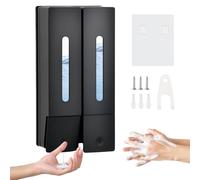 Dispenser Doccia Muro, Dosatore Sapone Bagno a Parete 400ML, Dispenser Shampoo e Bagnoschiuma Adesivo, Senza Foratura per Gel Doccia Cucine Bagni, Nero (2 Camere)