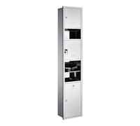 Dispenser e bidone della spazzatura in acciaio inox, scaffale commerciale da parete con serratura, ideale per il bagno, design salvaspazio (36,1 x 16,5 x 160 cm)