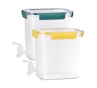 Dispenser for bevande in vetro con nucleo di ghiaccio, server for succhi da 2 pezzi for feste rubinetto, giallo e verde, 20x19,5x14 cm