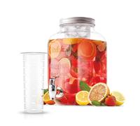 Dispenser in Vetro 4L con Rubinetto per Acqua, Succhi, Tè e Bevande Fredde