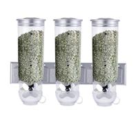 Dispenser indispensabile per cereali - montaggio a parete con cibo secco montato a parete, tre contenitori | organizzatore per cereali, unità per alimenti da cucina, per noci, farina e cereali