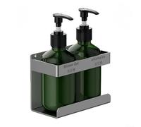 Dispenser manuale di sapone a pompa con supporto da parete per shampoo, balsamo, gel doccia e sapone per piatti, sistema di montaggio sicuro adatto per superfici in granito in vetro piastrelle (2