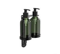 Dispenser manuale di sapone da parete con pompa in acciaio inox, capacità 300 ml, per shampoo, balsamo, gel doccia, bagno, cucina, bagno pubblico, verde e nero (2 bottiglie)