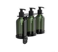 Dispenser manuale per sapone da parete, con supporto per shampoo, gel doccia e bagnoschiuma, progettato per l'uso su superfici in vetro, piastrelle, marmo e granito (3 bottiglie)