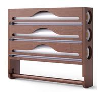 Dispenser pellicola cucina, porta pellicola e alluminio, Supporto a Parete o da Cassetto per Pellicola Trasparente, Alluminio e Carta Forno, Organizzatore Cucina Compatto