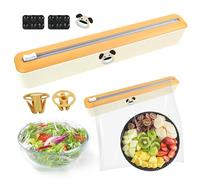 Dispenser Pellicola e Alluminio, Dispenser e Taglierino Alimenti, Taglia Pellicola da Cucina, Ventosa plastic wrap Dispensador con Cutter Para Cocina Casera Restaurante, 36 x 5 x 7 cm, Giallo
