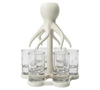 Dispenser per 6 bicchierini a forma di polpo stampato in 3D, dispenser e supporto per alimenti, dispensers per liquori per serate tra amici, per cocktail e succhi di frutta (#D)