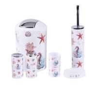 Dispenser per bagno, set da appoggio, portasapone, bicchiere, scopino per WC