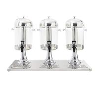 Dispenser per bevande a 3 scomparti in acciaio inox e plastica, 3 x 8 litri, ideale per feste, eventi e famiglie allargate, durevole e facile da pulire