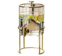 Dispenser Per Bevande Di Grande Capacità|Dispenser Per Acqua Con Rubinetto Senza Perdite|Dispenser Per Succhi A Bocca Larga E Facile Da Riempire In Vetro,Colore Trasparente 3,5 L,Base In Ferro