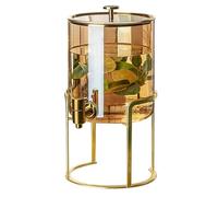 Dispenser Per Bevande Di Grande Capacità|Dispenser Per Acqua Con Rubinetto Senza Perdite|Dispenser Per Succhi A Bocca Larga E Facile Da Riempire In Vetro,Colore Ambrato 3,5 L,Base In Ferro