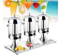 Dispenser per bevande in acciaio inox e vetro con 3 rubinetti, ideale per servire bevande calde/fredde in bar, ristoranti ed eventi di catering