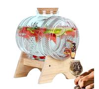 Dispenser per bevande in vetro con rubinetto, 100% a prova di perdite, dispenser per bevande in vetro trasparente, tappi in legno, dispenser d'acqua per ufficio e campeggio, contenitore per succhi di