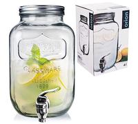 Dispenser per bevande in vetro, con rubinetto e coperchio, 4 l, per succhi di limonata